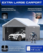 fanpat 13x20ft heavy duty carport with removable side shown in use