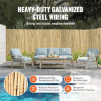 vevor natural rolled bamboo fence, eco-friendly privacy screen showing dimensions
