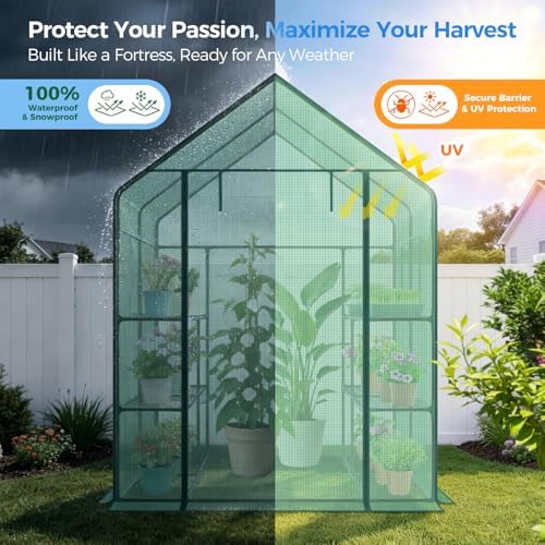 ohuhu greenhouse for outdoors with screen windows, 57 showing dimensions