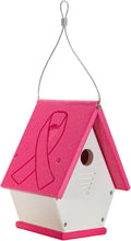 Recycled Poly Lumber Wren Chateau Birdhouse - Made in The USA - Perfect Garden and Backyard Birdhouse for Wrens, Chickadees, and Warblers! (Pink/White)