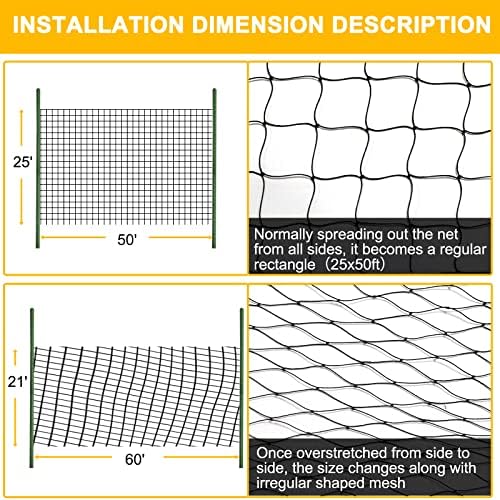 bird net 25'x50' with 1" mesh nylon bird, front angle view