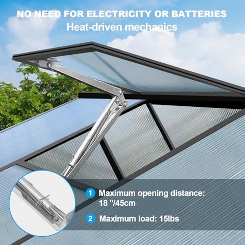 greenhouse vent automatic opener auto roof vent opener, side view