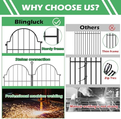 blingluck decorative garden fence, 17in(h) x 21ft(l), with showing dimensions