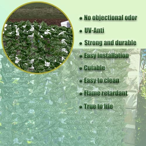 artificial ivy plants privacy fence screen: 60" x showing dimensions