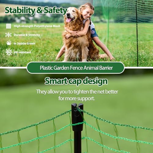 3'x82' temporary fence with posts, portable dog fence, front angle view