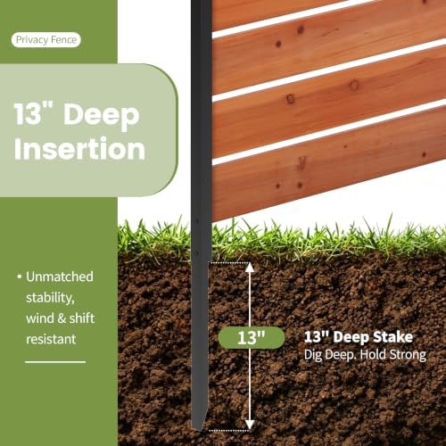 wood privacy screen, no dig outdoor fence,reddish brown, side view