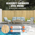 vevor natural rolled bamboo fence, eco-friendly privacy screen showing dimensions