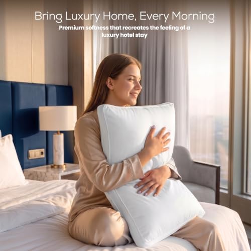 utopia bedding gusset bed pillow, hotel pillows queen, side view