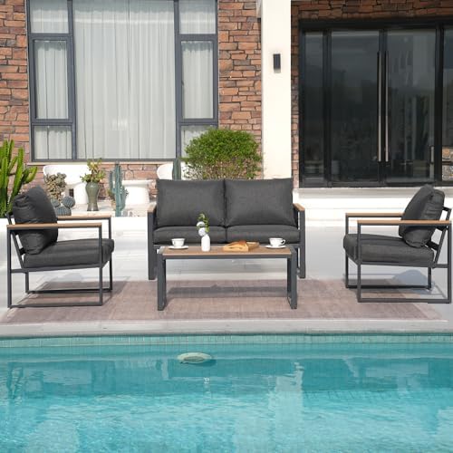4 pieces metal patio furniture set for outdoor, package contents