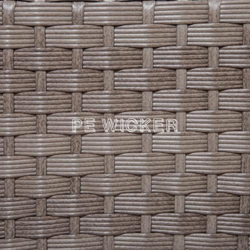 bistro set 3 piece outdoor patio furniture, wicker showing dimensions