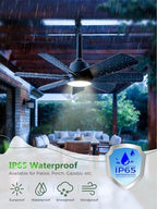 lanmel outdoor gazebo ceiling fan with light and showing dimensions
