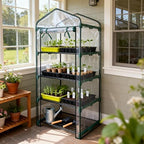 worth garden 4 tier mini greenhouse - 63'' shown in use