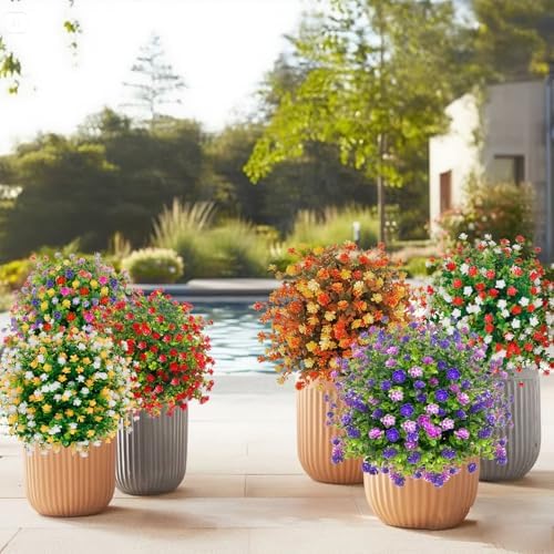 outdoor artificial flowers with spike, 23.6 inch fake, front angle view