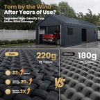 phi villa 13x24ft portable garage carport, car tents, close-up detail