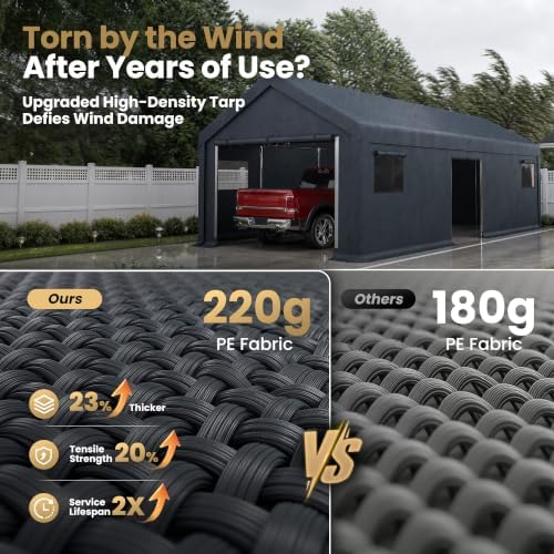 phi villa 13x24ft portable garage carport, car tents, close-up detail