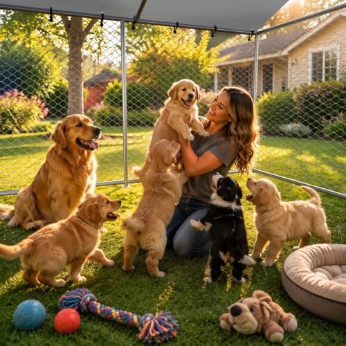 10x10 ft dog kennel outdoor,dog run,dog enclosure with on a desk or shelf
