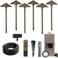 VOLT 12V Max Spread Color-Changing RGBCW LED Path Light Kit (Bronze) | 6-Pack of Solid Brass Path Lights, 150W Low Voltage Transformer & Remote Control Included, Ideal for Pathway Walkway & Garden