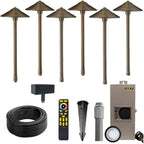 VOLT 12V Max Spread Color-Changing RGBCW LED Path Light Kit (Bronze) | 6-Pack of Solid Brass Path Lights, 150W Low Voltage Transformer & Remote Control Included, Ideal for Pathway Walkway & Garden