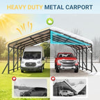 wisteria lane 20'x20' metal carport, heavy duty carport showing dimensions