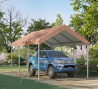 aoxun 10x20 ft heavy duty carport, adjustable height, side view