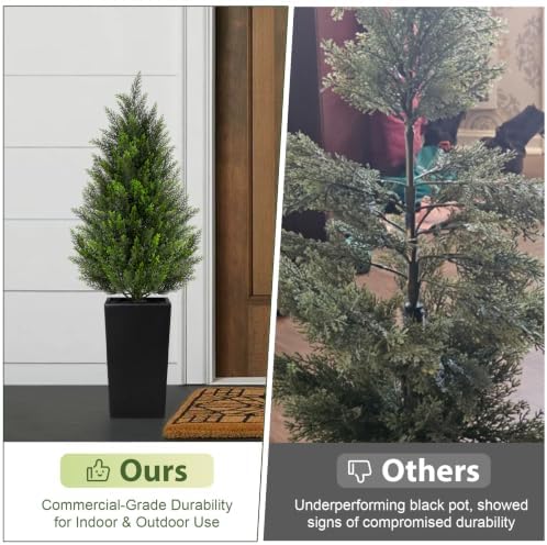 vivatrees 4ft artificial cedar topiary trees 2 pack, view 9