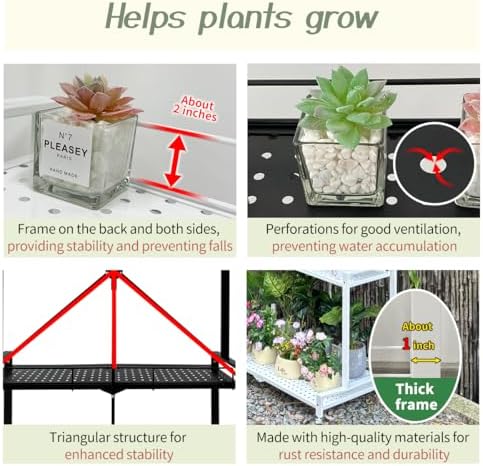lumizone foldable 4-tier plant stand with wheels indoor, close-up detail