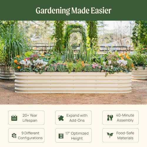 vego garden raised garden bed kits, 17" tall shown in use