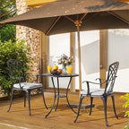 nuu garden bistro set 3 piece outdoor cast shown in use