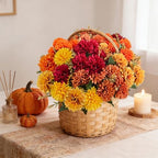 fake flowers artificial mums for outdoors,uv resistant faux, front angle view