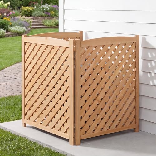 3-panel outdoor air conditioner fence screen, outside wood, view 9