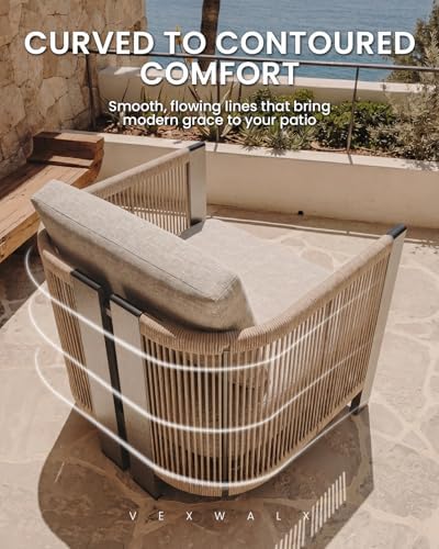 vexwalx luxury patio furniture set, 4-piece curved outdoor, close-up detail