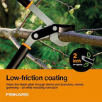 fiskars 32” powergear garden bypass loppers, tree trimmer, close-up detail