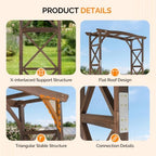 vingli wooden garden arbor, wedding arch, 6.6ft arch, close-up detail