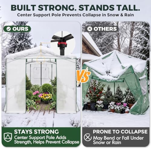 eagle peak 12x8 portable walk-in greenhouse, pop-up indoor, side view