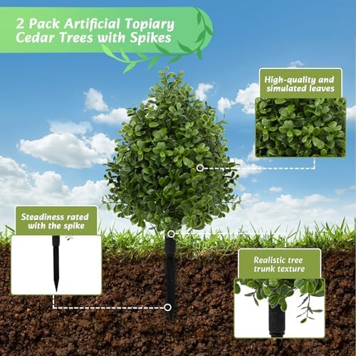 bdor 22" artificial boxwood topiary bushes ball trees showing dimensions
