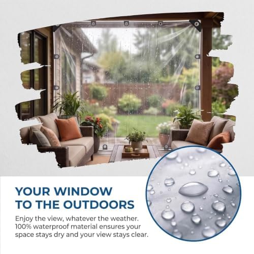 clear tarps with metal grommets, heavy duty waterproof,14, front angle view