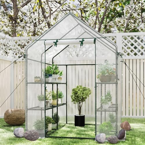 happygrill greenhouses for outdoors, portable greenhouse with pe shown in use