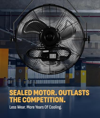 newair 18" wall mount fan, heavy duty industrial showing dimensions