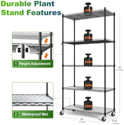 indoor greenhouse with grow light - 5 tier shown in use