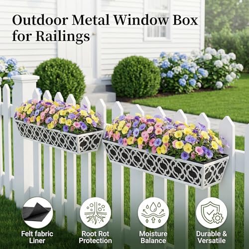 hfhome 2 pack 30 inch railing planter boxes, close-up detail