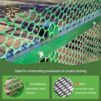 green plastic wire mesh fence 16in x 33ft, close-up detail