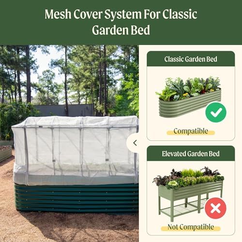 vego garden 2.0' x 5.0' mesh cover system,pest shown in use