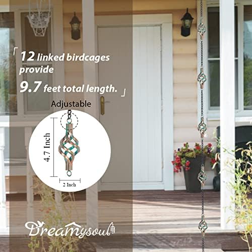 dreamysoul 9.7ft rain chain, iron rain chain for shown in use