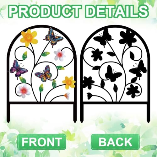 butterfly decorative garden fence metal butterfly flower design, side view