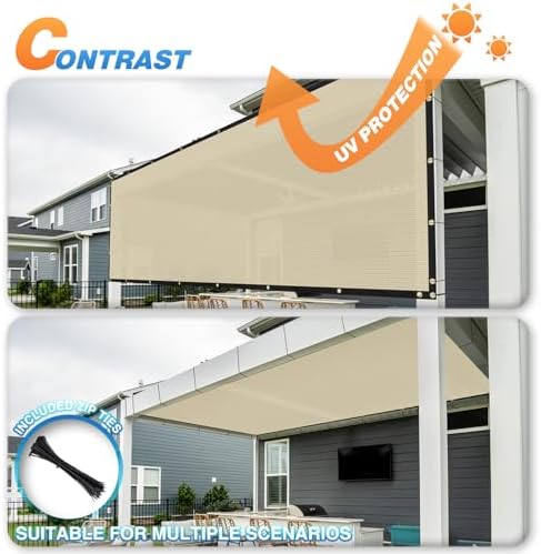 tang fence privacy screen beige 6 feet x showing dimensions