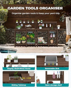 serwall outdoor potting bench with removable sink,gardening table,coffee showing dimensions