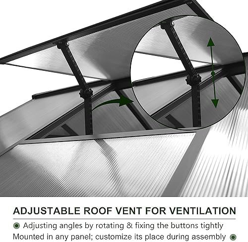 veikou 6' x 10' greenhouse for outdoors, polycarbonate showing dimensions