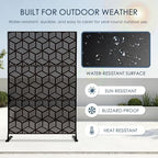 kozyard metal privacy screen 74" h x 47.2" showing dimensions