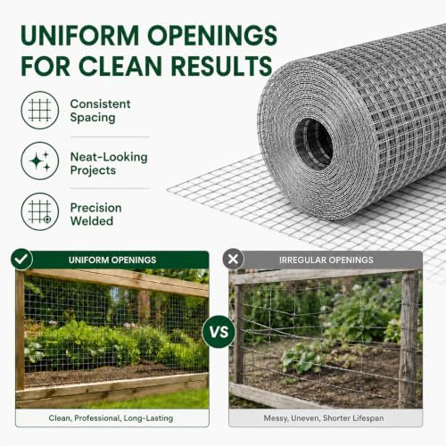 Trenk Hardware Cloth 1/4 inch Wire Mesh Roll 36'' x 100' 23 Gauge | Heavy-Duty Galvanized Chicken Wire Fencing for Garden Fencing, Gopher Mesh, and Small Animal Enclosures