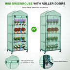 yesker mini greenhouse 27"x20"x63" portable indoor / outdoor, close-up detail